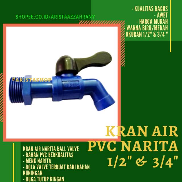 Kran Air PVC Narita | Kran Taman Tembok | Ball Valve Kuningan Awet         ;