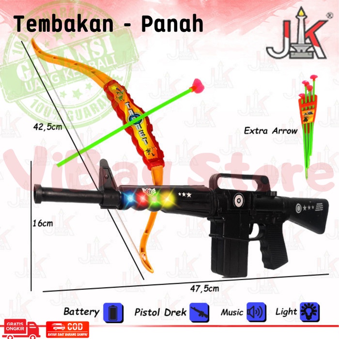 Mainan Panahan Panah Tembakan M416 FF Baterai Musik Suara Lampu BBR204