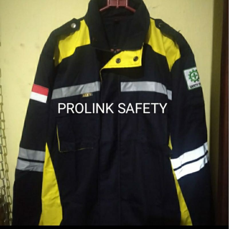 SERAGAM SAFETY DONGKER KOMBINASI KUNING SEMI JAKET RESLETING