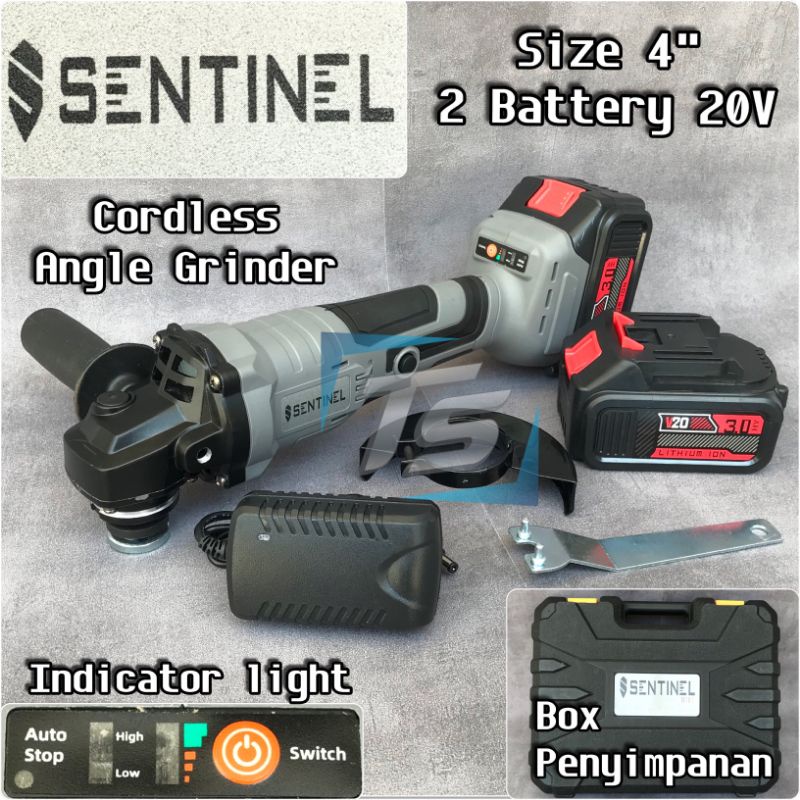 Jual Mesin Gerinda Tangan Baterai Batre Cordless Angle Grinder Inch Brushless Sentinel