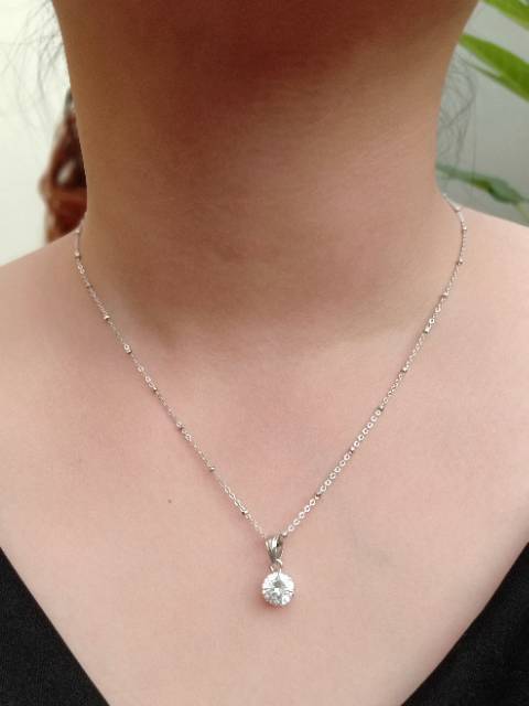 Kalung jedar + liontin daisy solitaire mp S925 / perhiasan perak 925 berlapis emas