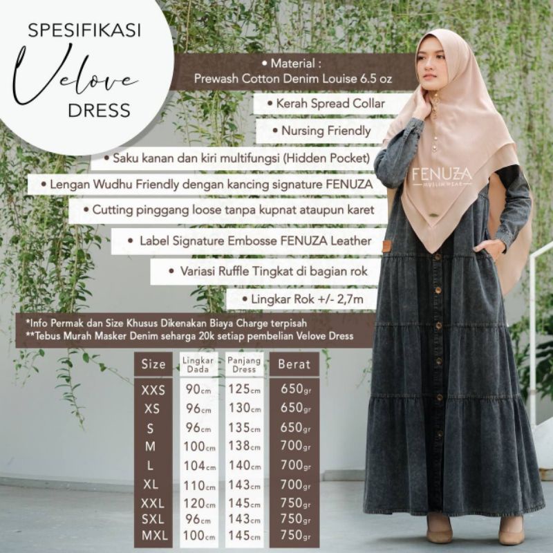 velove dress fenuza gamis denim