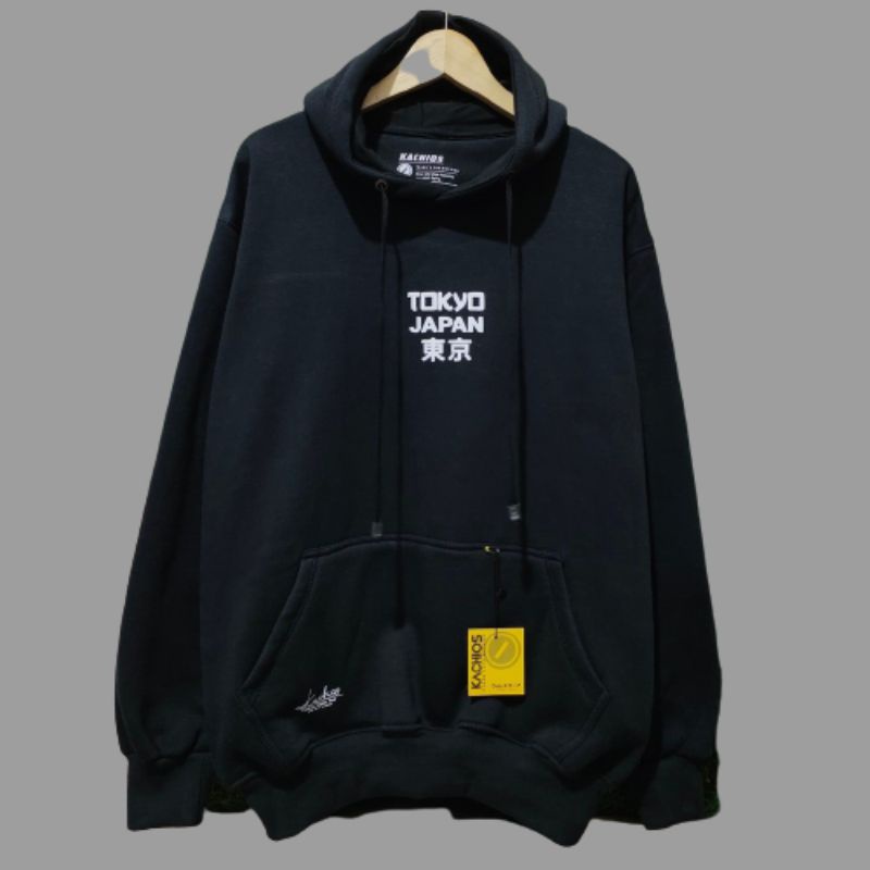 Sweater Hoodie Pria Hitam Distro Original Kachios Switer Cowok Murah Tokyo Japan Hitam Jumper Hoodie