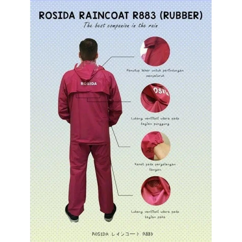 Jas Hujan ROSIDA Karet R883 Full Rubber, Full Press, Anti Rembes