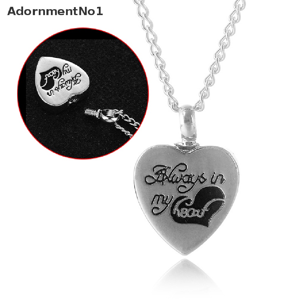 (AdornmentNo1) Kalung Rantai Dengan Liontin Hati Motif Tulisan Always In My Heart Untuk Abu Kremasi