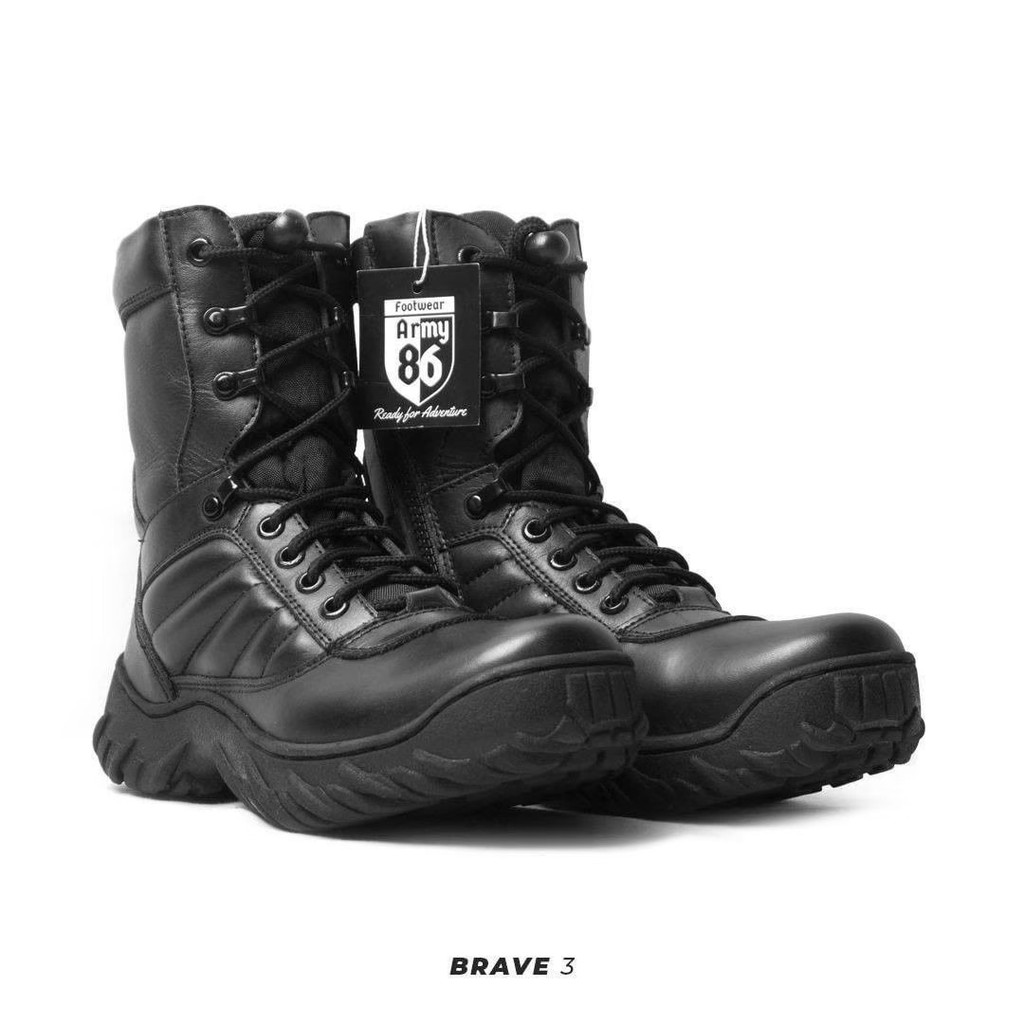 SEPATU PDL ARMY 86 BRAVE 3 BAHAN KULIT SAPI ASLI SEPATU PDL DINAS LAPANGAN TNI POLRI SECURITY SATPAM