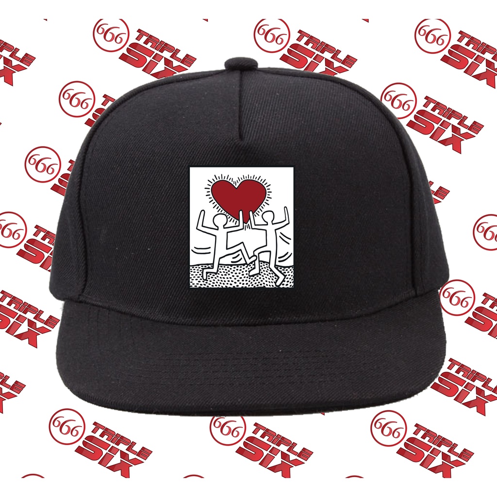 Topi Snapback Cotton Keith Haring Love Valentine Couple