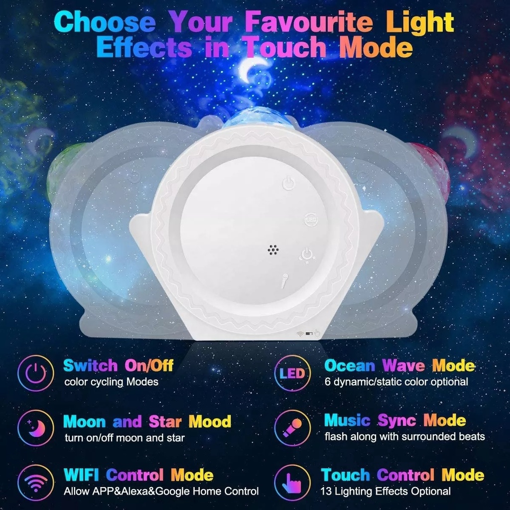 Galaxy Night Light Projection Lamp 3 in 1 - Lampu Hias Warna-Warni