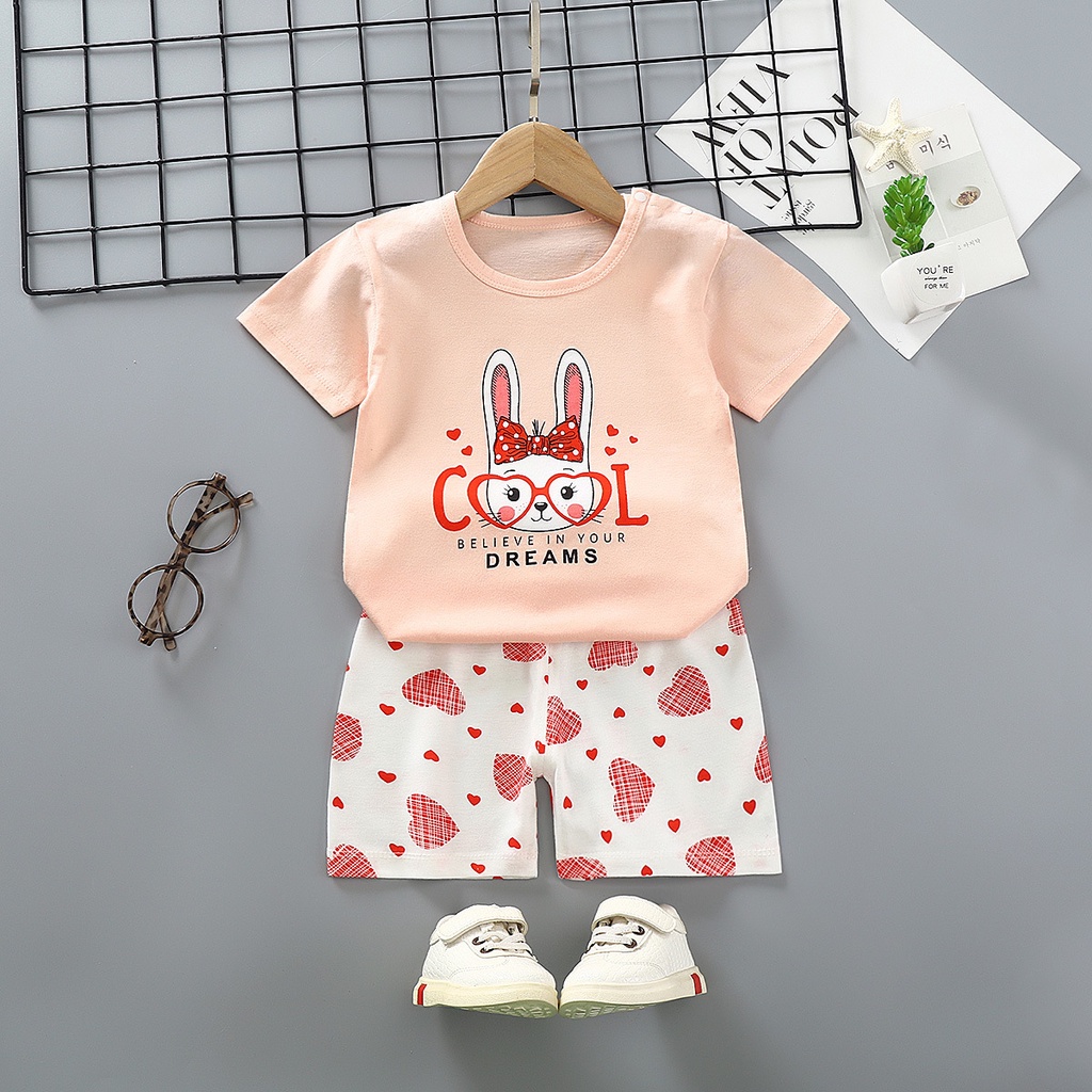 Setelan kaos baju anak boy girl import halus adem 1- 5 tahun