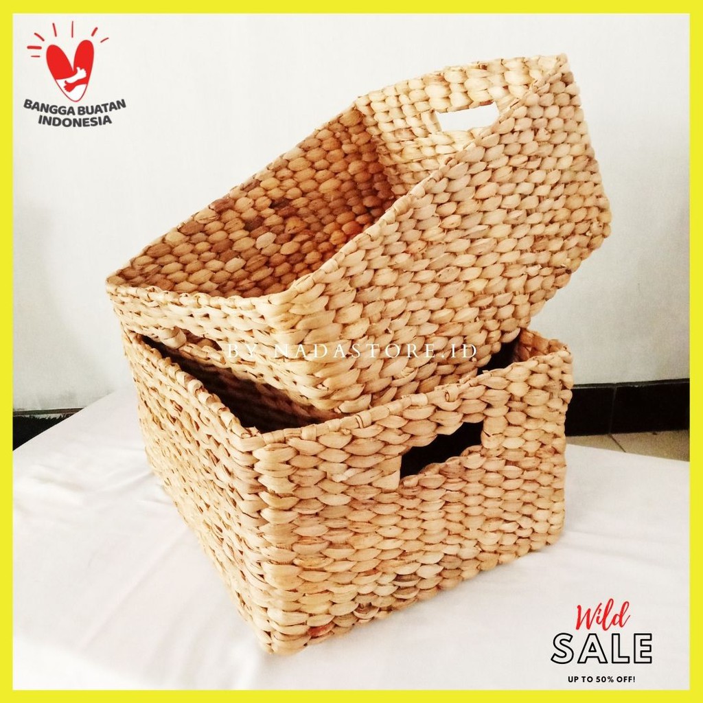 NADASTORE - BOX PENYIMPANAN ANYAMAN ENCENG GONDOK 43 X 32 X 19 CM