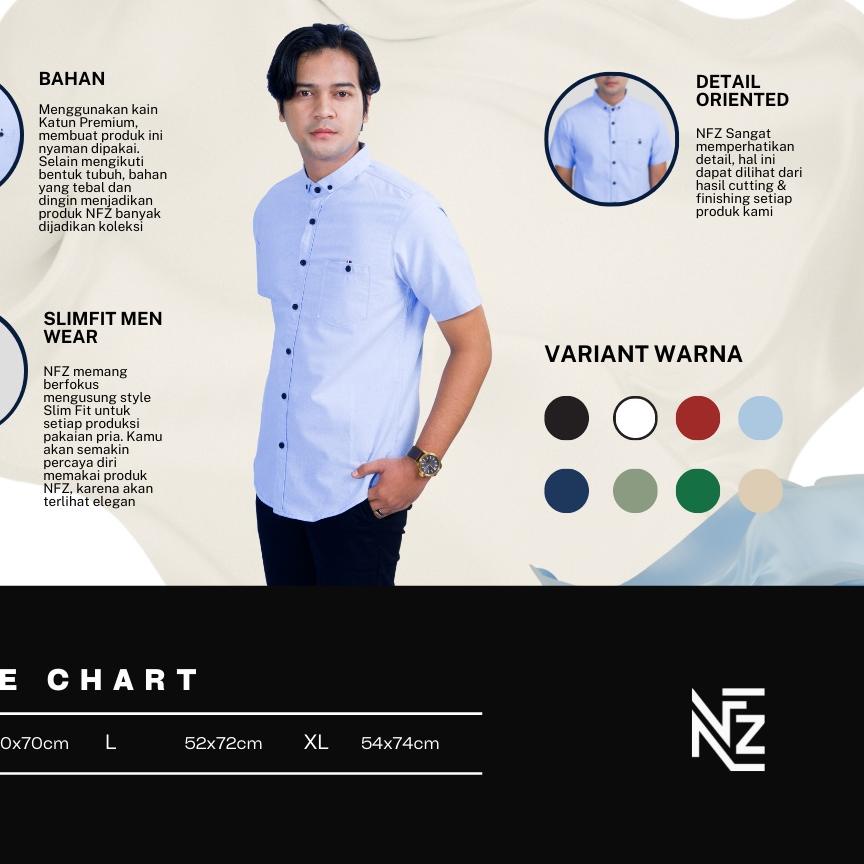 EXCLUSIVE4994 Baju Hem Kemeja Kantor Pria Cowok Lengan Pendek Slimfit Abu-abu Grey Polos Simple Dist