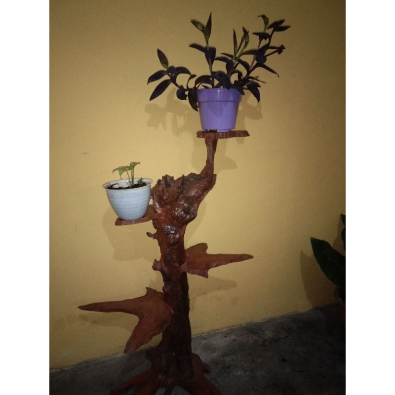 meja tatakan pot dari kayu jati tinggi 110 cm