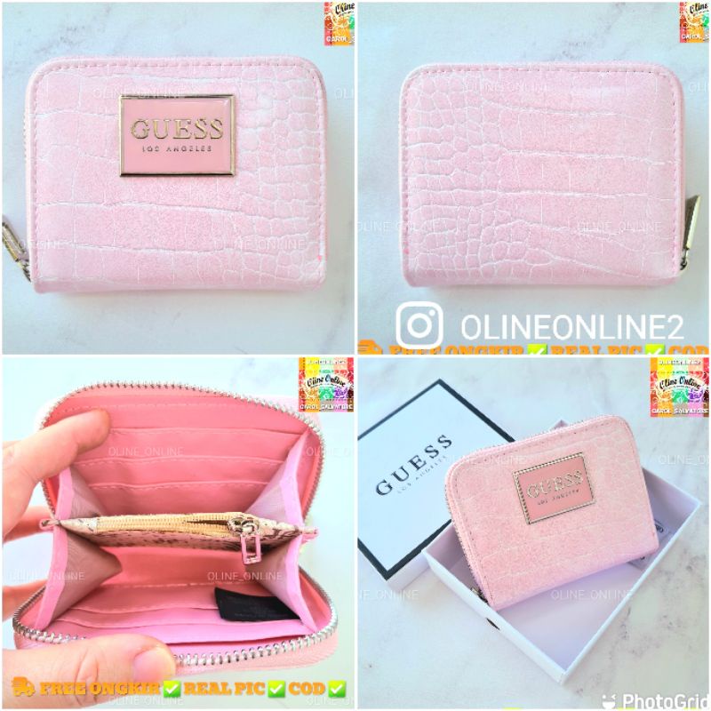 dompet croco coin zipper square pink and fuschia crocodile gs gb mini size wallet