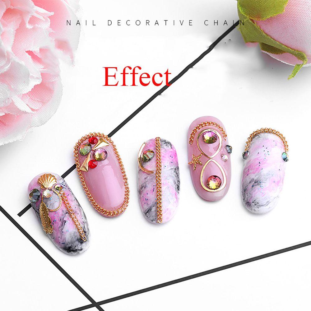 Preva 6desain/pak Nail Art Rantai Logam Dekorasi Perhiasan 3D Punk DIY Manicure