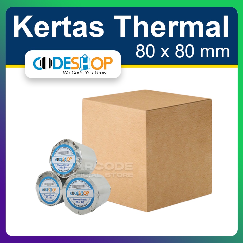 

1 DUS - KERTAS THERMAL CODESHOP 80 X 80 MM ROLL KASIR THERMAL 80MM