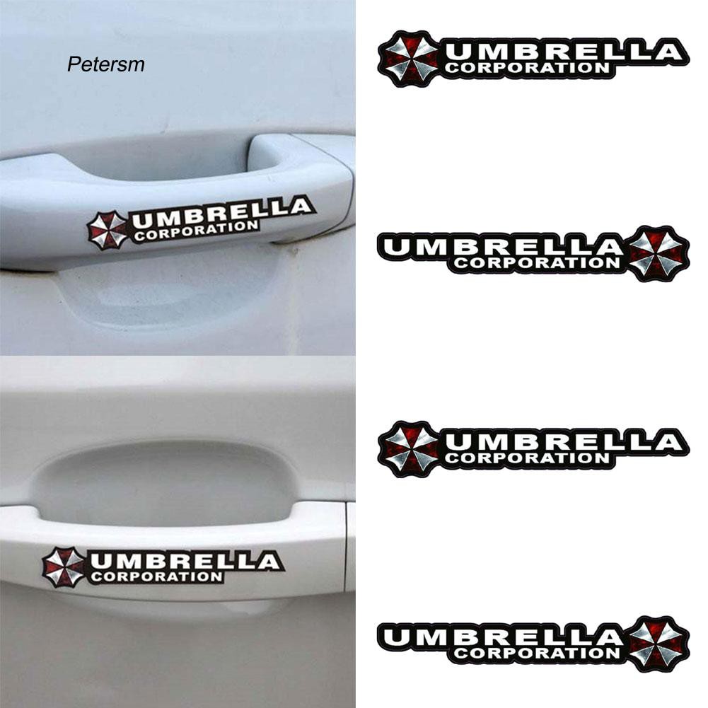 Pst _ 4Pcs Stiker Reflektif Tulisan Resident Evil Umbrella untuk Gagang Pintu Mobil