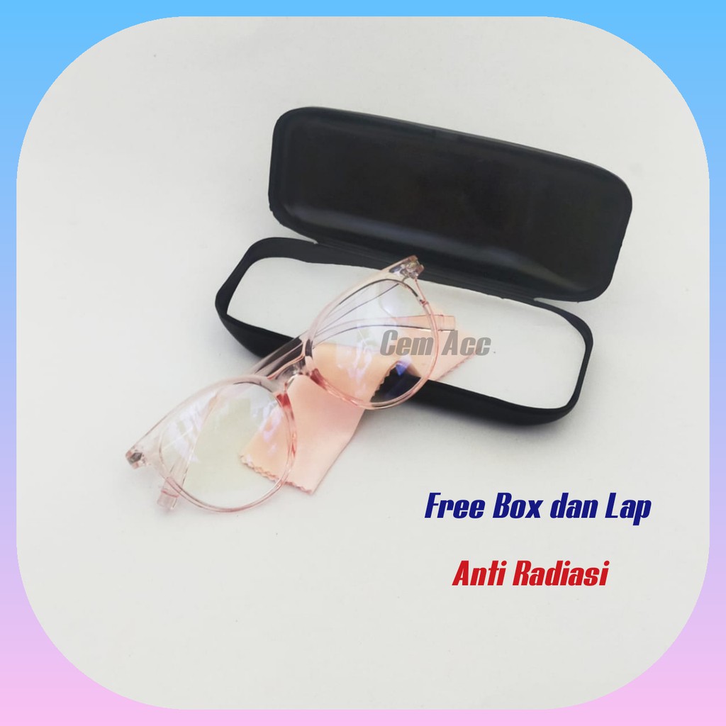 Kacamata Anti Radiasi Kacamata Korea Fashion glasses Free Box Dan Lap