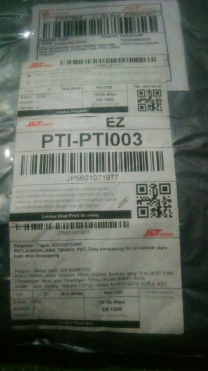 Maura Cople - Sania Ruffle Batik Cople Jazy Gamis Syari - Gamis Kerah Jazz - Pari Ikat Item