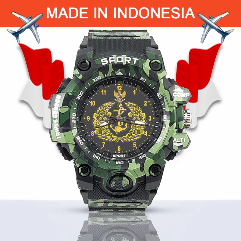 {Istimewa} Jam Tangan TNI-AL (Angkatan Laut) -Hitam Army Water Resistant