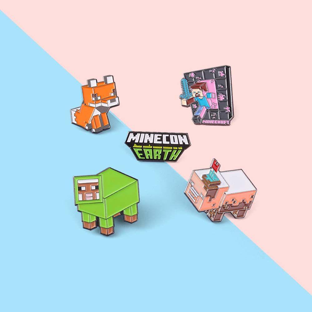 Mxbeauty Game My World Hadiah Lucu Untuk Anak-Anak Puzzle Mainan Perhiasan Aksesoris Batu Bata Karakter Permainan Lencana Pin Bros Pin