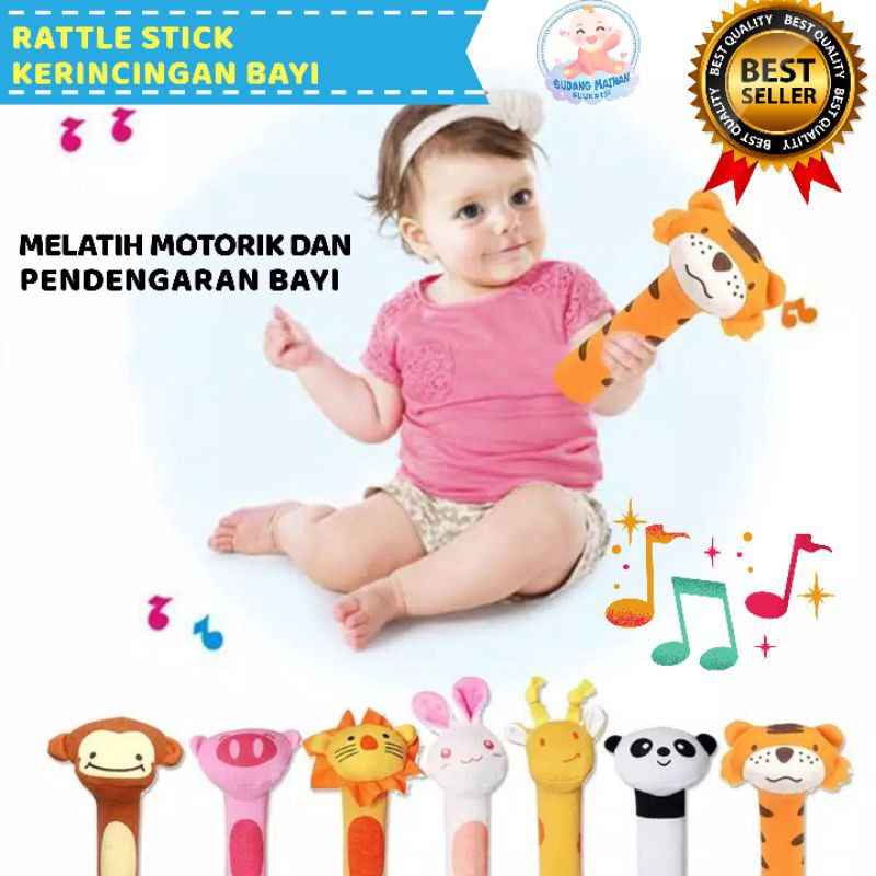Original Mainan Rattle Stick Genggam Bunyi  untuk Bayi lucu karakter