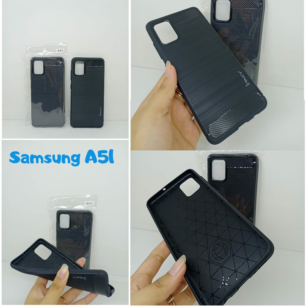 iPaky Carbon Samsung Galaxy A51 A515F 6.5 inch Soft Case Samsung A51 A515GN Slim Fit Karbon