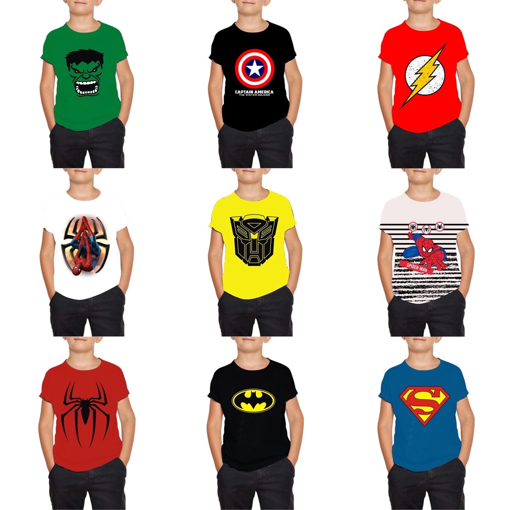 KAOS DISTRO ANAK LAKI-LAKI SUPERHERO KAOS SPIDERMEN KAOS BETMEN