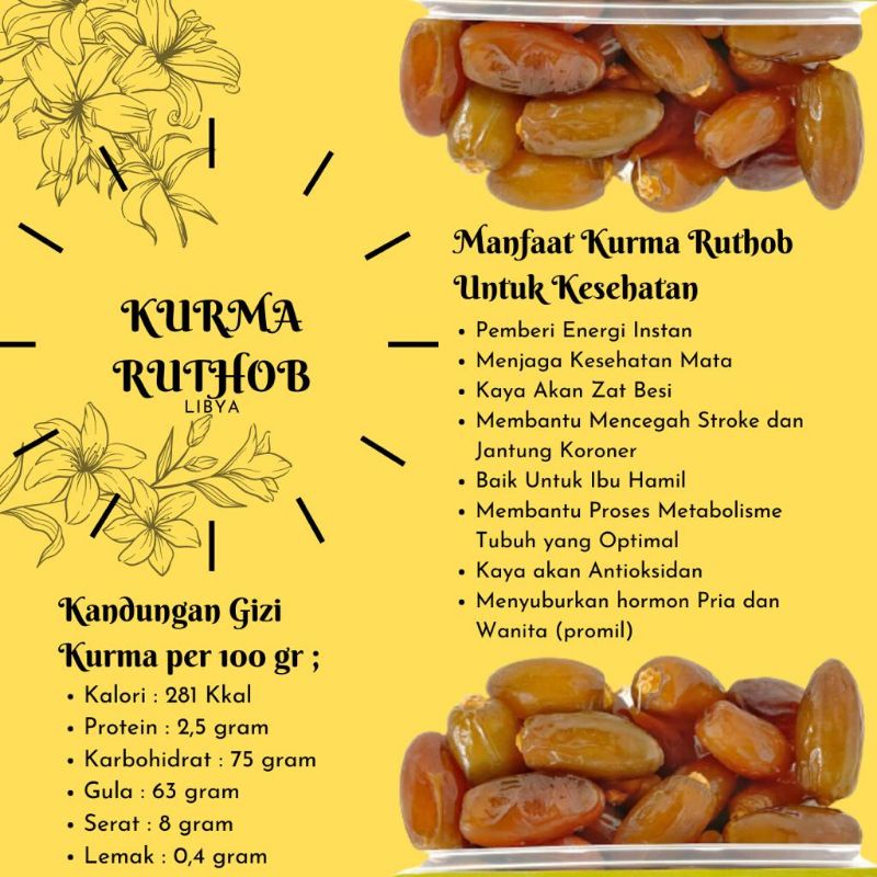 

(TERMURAH) Kurma RUTHOB LIBYA PREMIUM | FREE BUBBLE WRAP | KURMA NABI