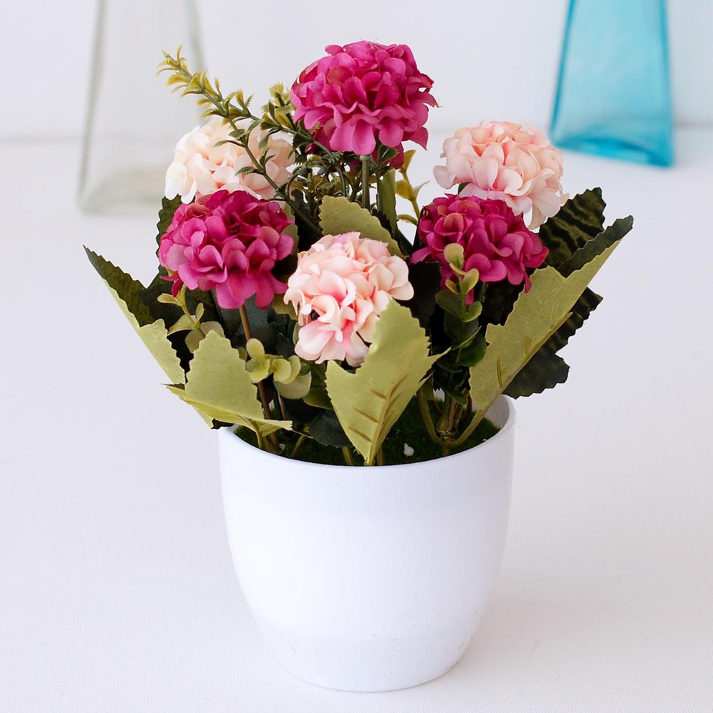 AM619 Bunga plastik / pajangan bunga Artificial / Vas Bulat-Fanta