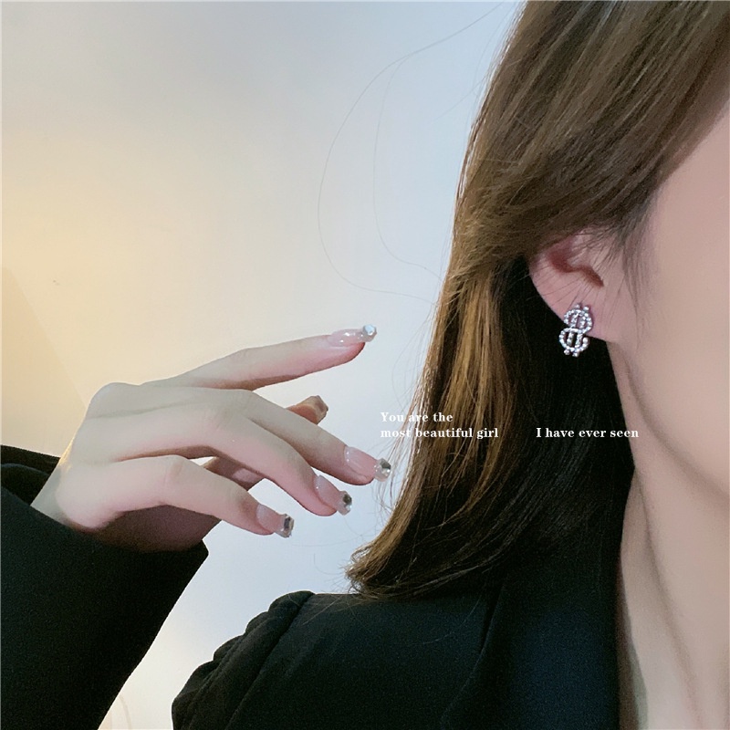 Anting Tusuk Bahan Sterling Silver 925 Hias Berlian Imitasi Gaya Trendysexy Untuk Wanita