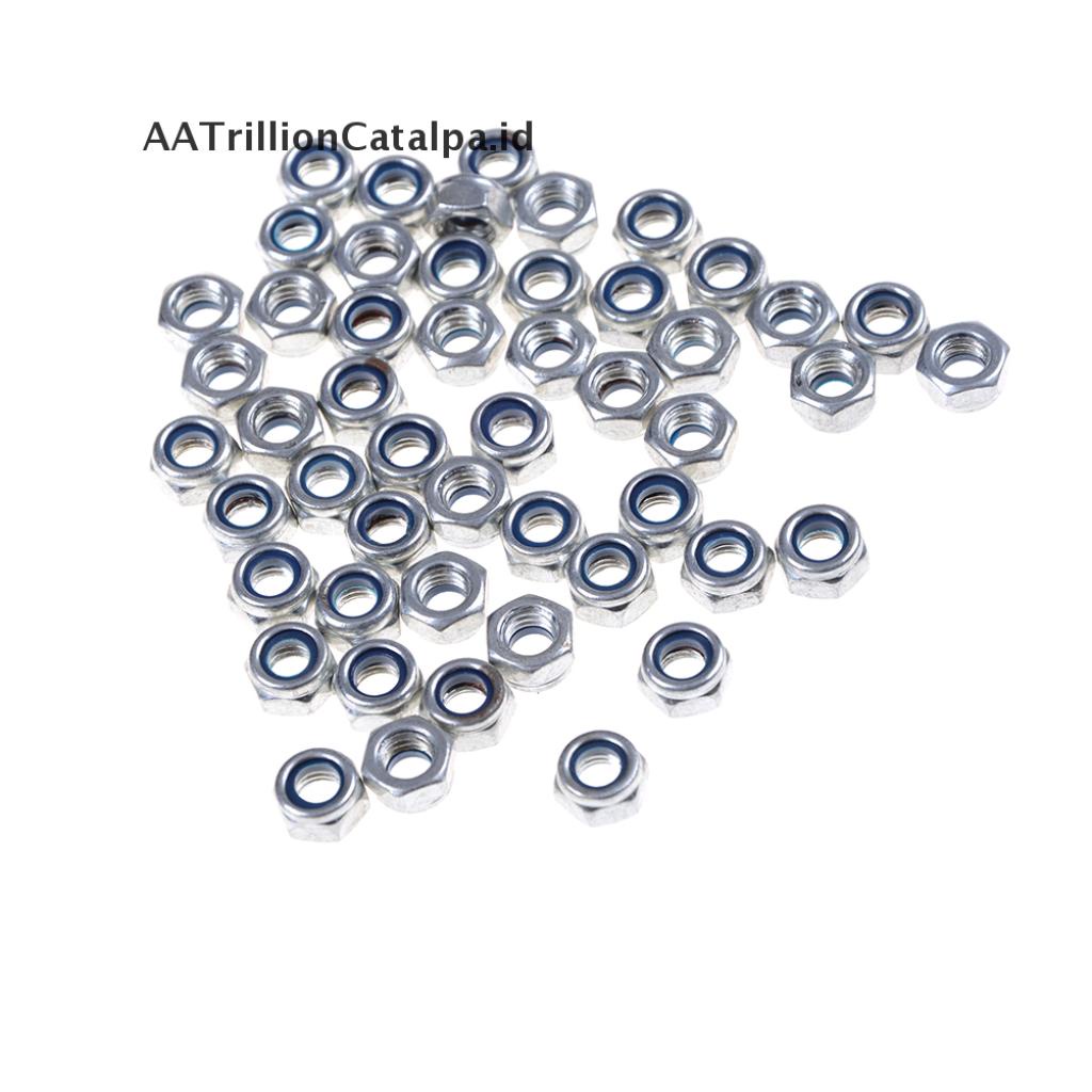 【AATrillionCatalpa】 50Pcs DIN985 M3 M4 M5 M6 Galvanized Self-locking Nut Nylon Lock Nut ID