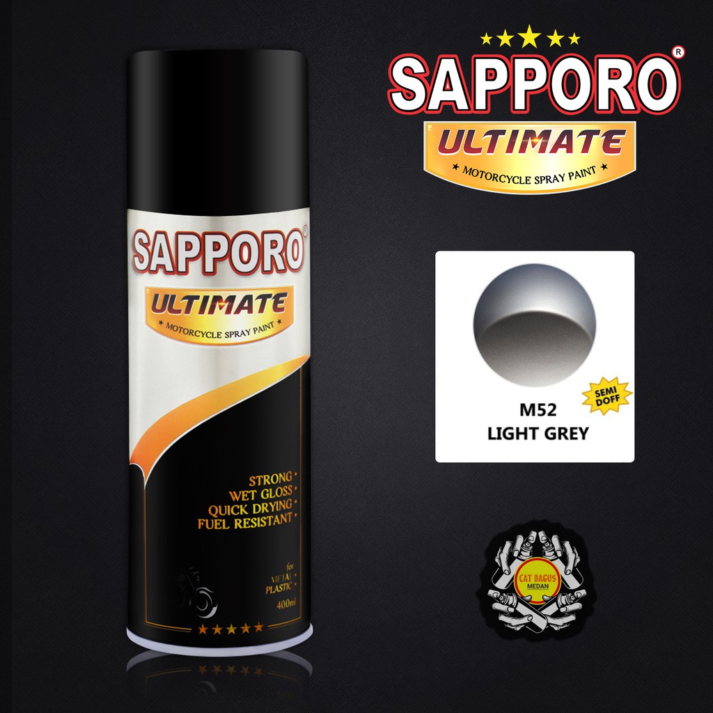 SAPPORO ULTIMATE M52 LIGHT GREY CAT SEMPROT 400 ML CAT MOTOR AEROSOL PYLOX ABU ABU SILVER DOFF DOF D