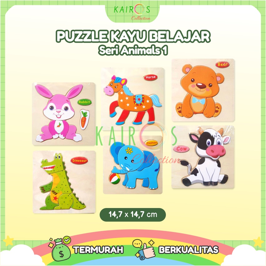 Puzzle Anak Kayu Belajar Animals Binatang