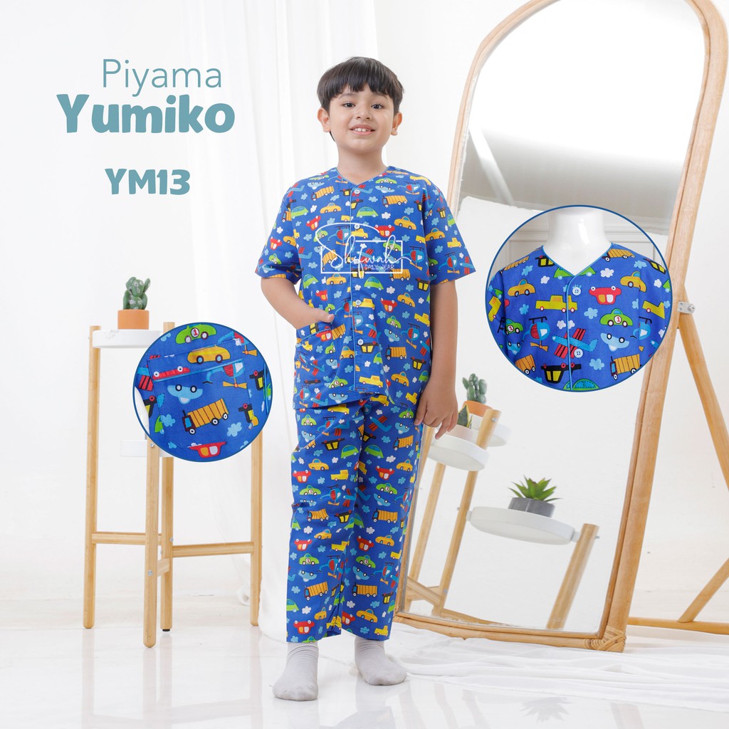 Piyama anak laki laki baju tidur anak katun YUMIKO series by Shofwah