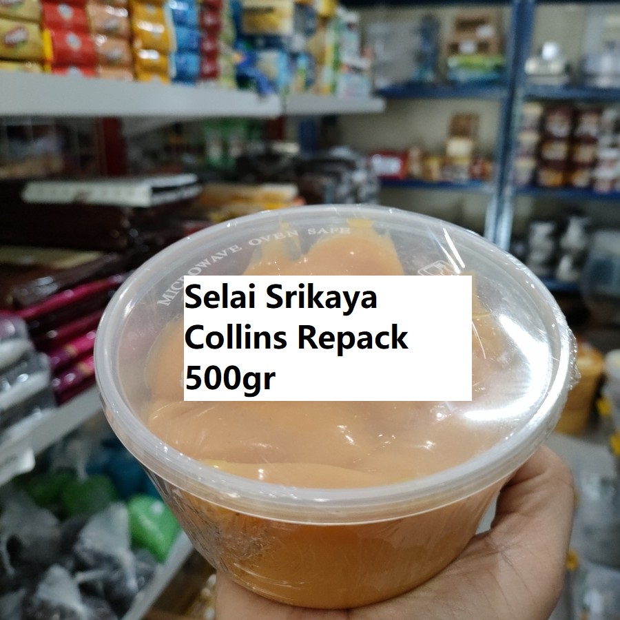 

Selai Jam Sari Kaya Srikaya Collins Topping Isian Kue Roti Repack 500g