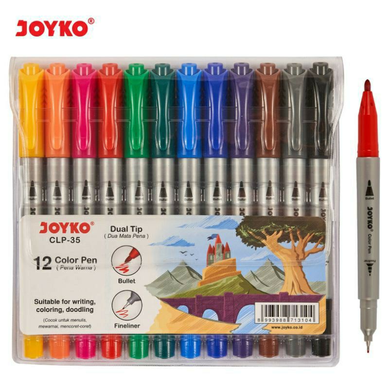 

Joyko CLP-35 Spidol Warna / Pulpen Warna Set 12 Warna Dual Tip