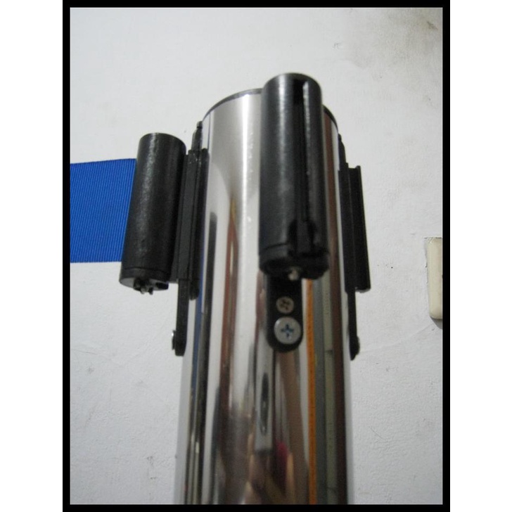 

Gosend Ok Tiang Pembatas Tiang Antrian Stainless Pita Biru / Tiang