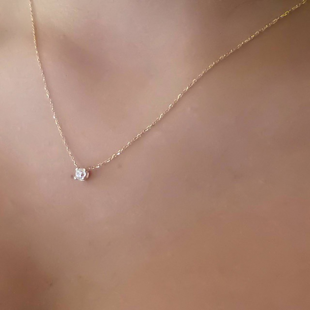 Hu Hu Hu Hu Hu Alat Bantu Pasang Kacamata♡ Kalung Rantai Tipis Hias Cubic Zirconia Untuk Wanita