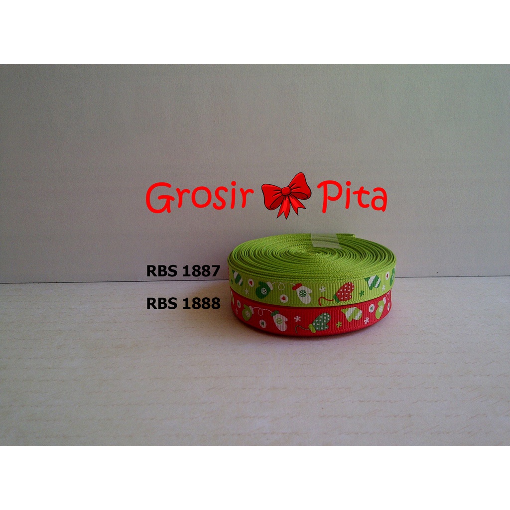 

(25 yard) Pita Grosgrain Motif Natal RBS 1887,1888 | Pita Motif Christmas | Toko Bahan Craft | Grosir Pita