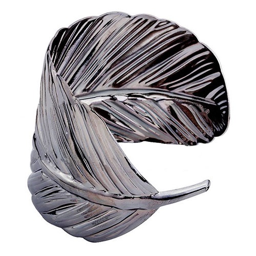 Hu Hu Hu Hu Hu Alat Bantu Pasang Kacamata♡ Gelang Bangle Cuff Lebar Bentuk Daun Bahan Metal Untuk Wanita