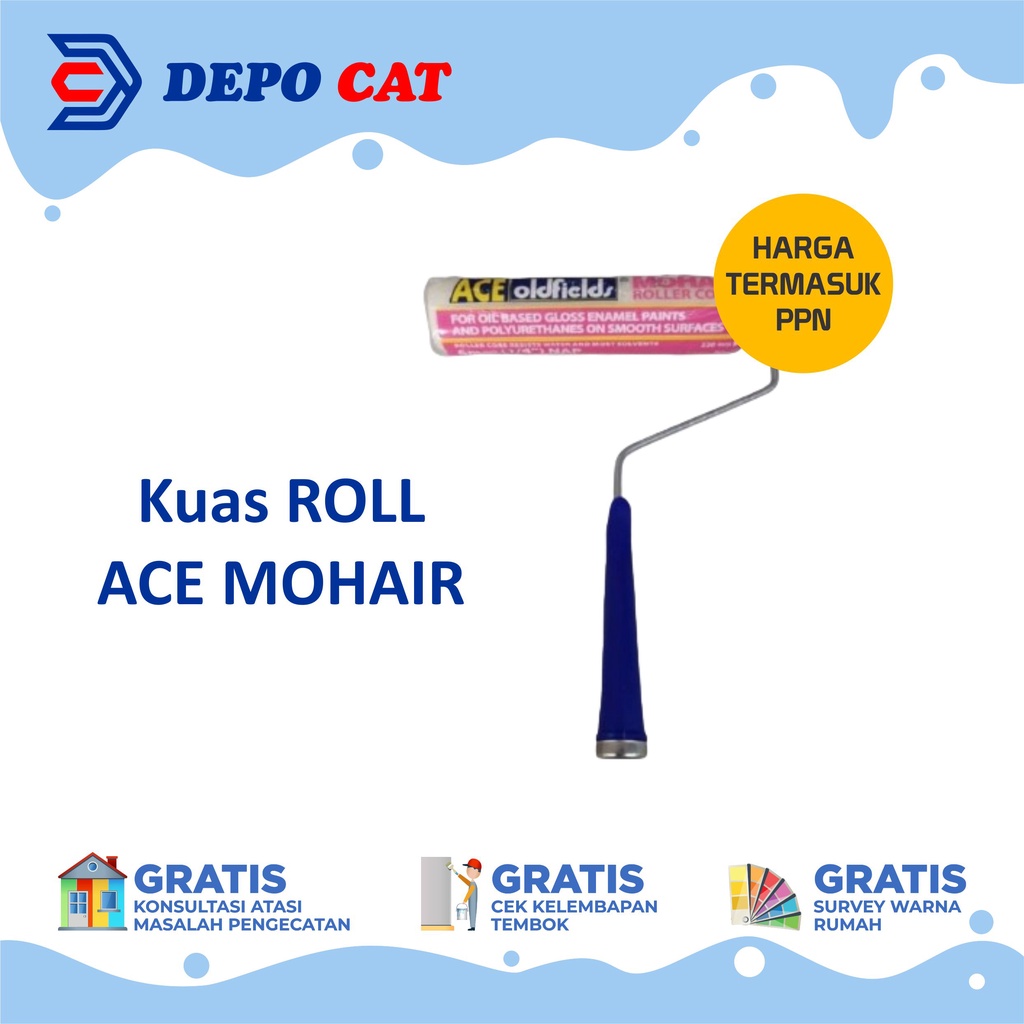 Kuas Roll ACE Mohair 9" | ROLL CAT TEMBOK