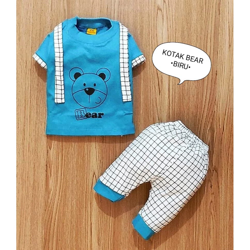 Klik Mds Setelan Baju Bayi Laki-laki 0-6 bulan Atasan Dan Celana Motif Anak Lucu Beruang / Baju bayi anak Laki - Laki