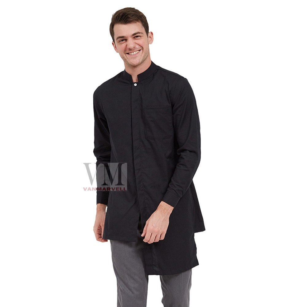 VM Gamis Pria Baju Koko Muslim Polos Panjang Hitam