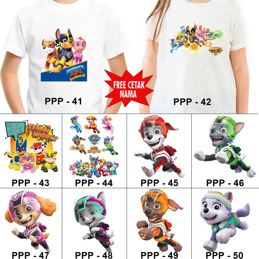  Baju  Kaos ANAK  DAN  DEWASA  PAW PATROL COUPLE FREE NAMA 