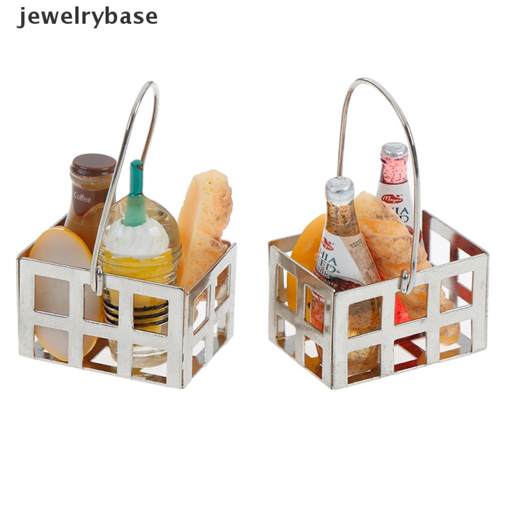 Base set Miniatur Keranjang Roti + Botol Minum Skala 1: 12 Untuk Aksesoris Rumah Boneka
