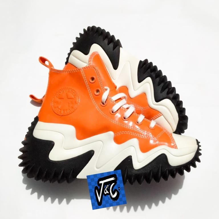 Converse Run Star Motion Hike Patent Leather Platform Hi Bold Mandarin
