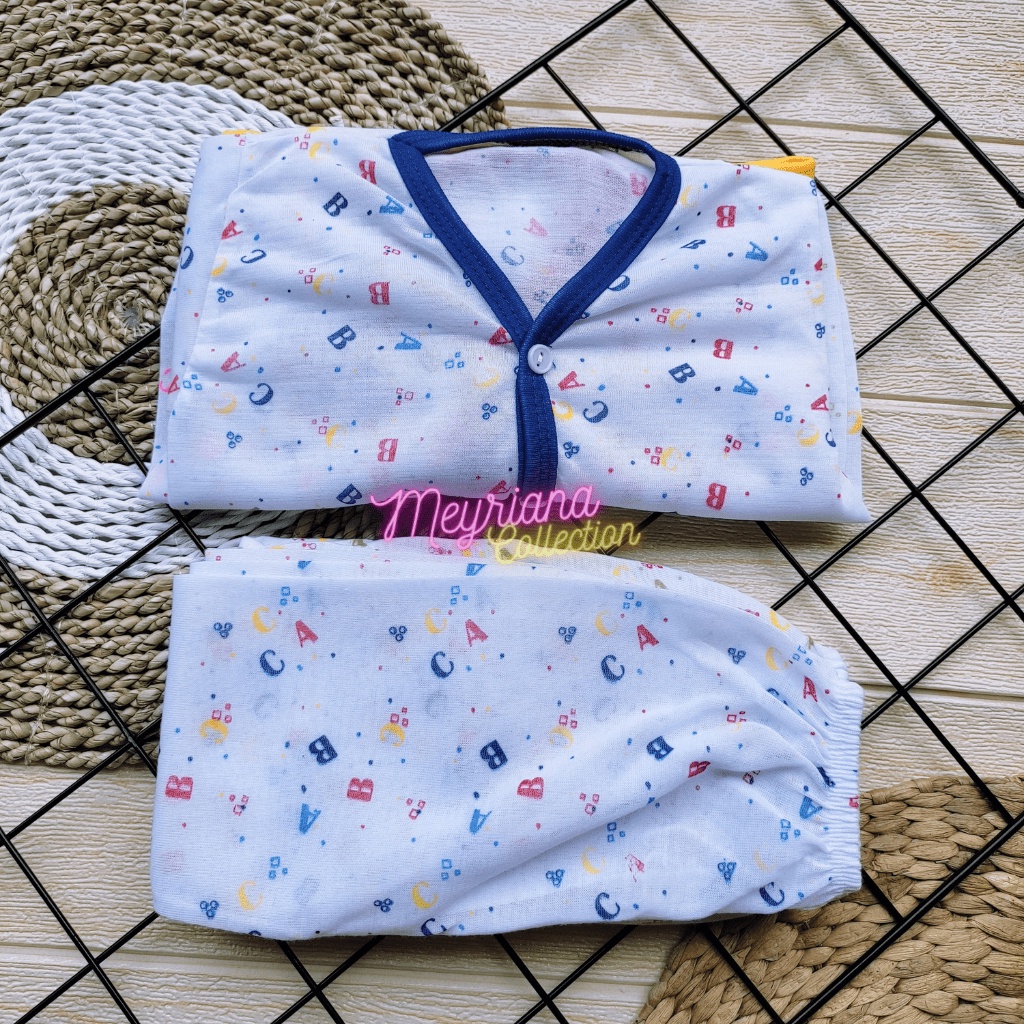 3 Setelan Baju Bayi Lengan Panjang Motip Alfabet Usia 0-6 Bulan Meyriana Collection