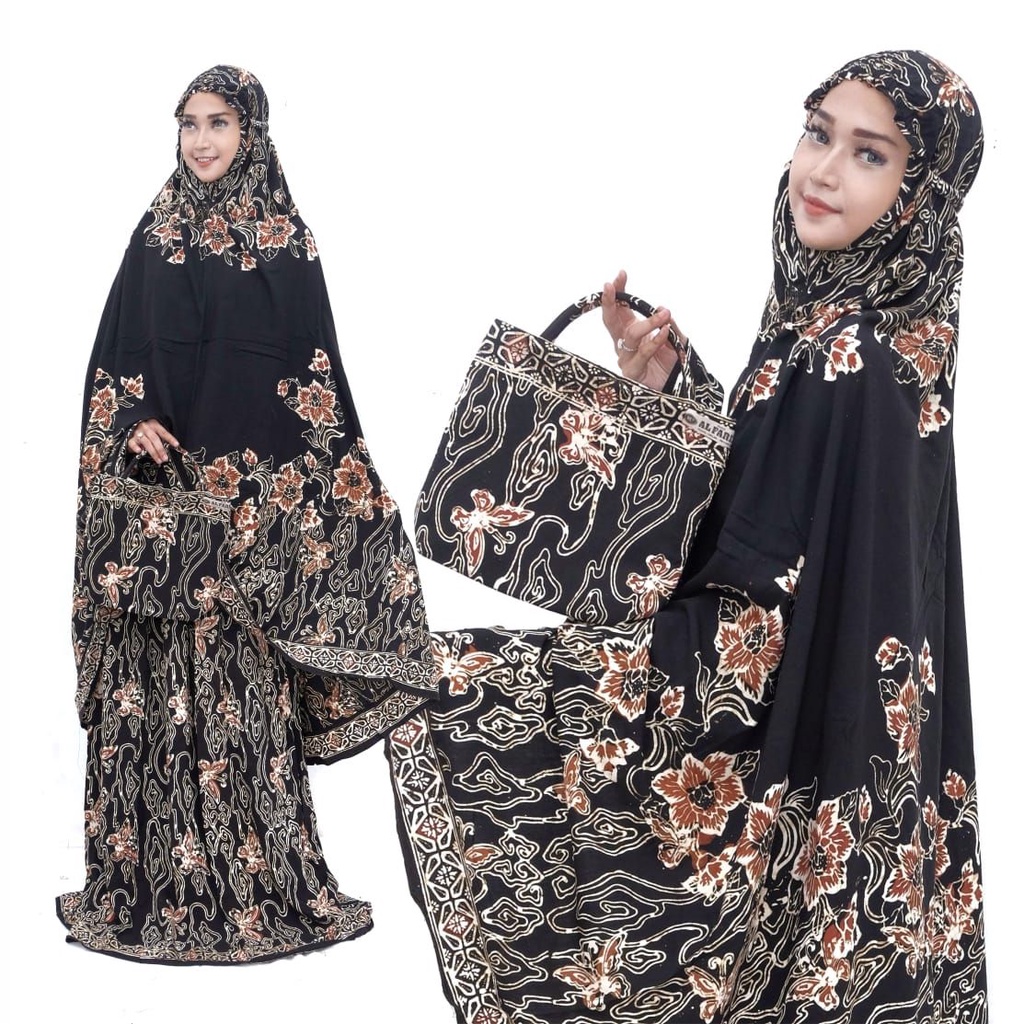 MUKENA CAP BATIK KHAS PEKALONGAN SOGAN COKLAT