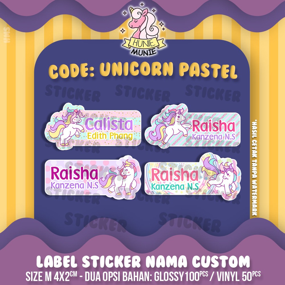 

Sticker Nama Custom - Pastel Unicorn (100pcs) Stiker