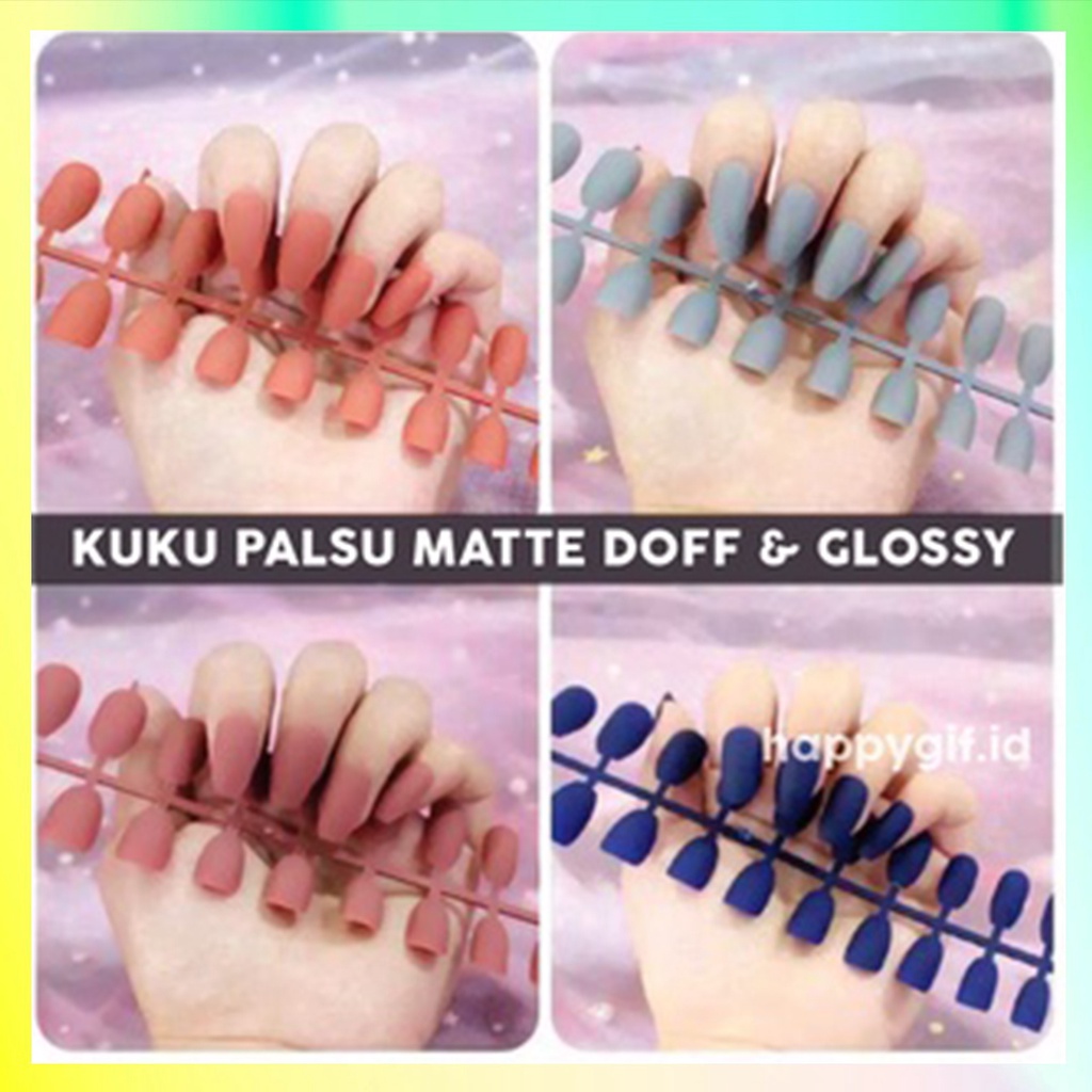 Matte Doff Glossy Nude Fake Nail Manicure Sticker 24 Pcs KUKU PALSU KU031